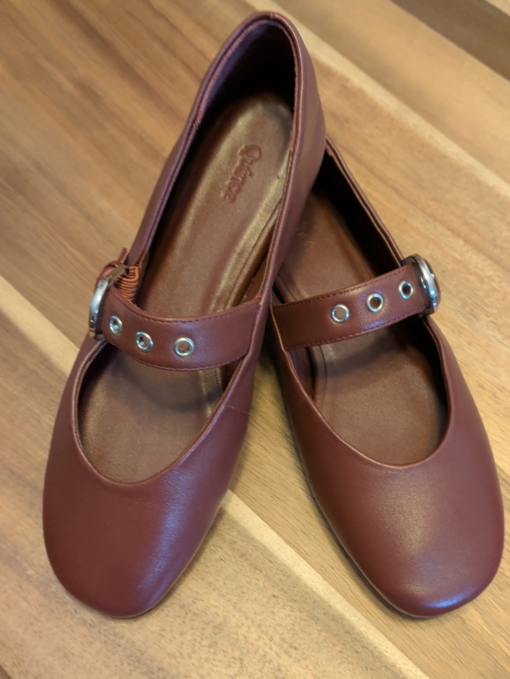 Quince Italian Leather Mary Jane Ballet Flats - Cognac Brown